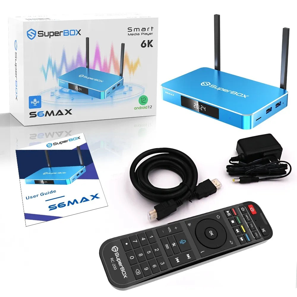 SuperBox S6 Max Streaming Device, All Contents Shown