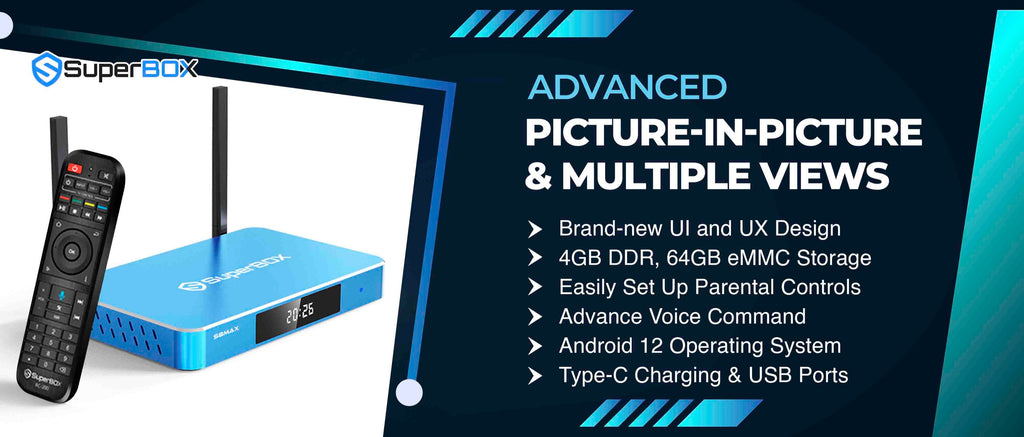SuperBox S8 Max landscape product features overview.