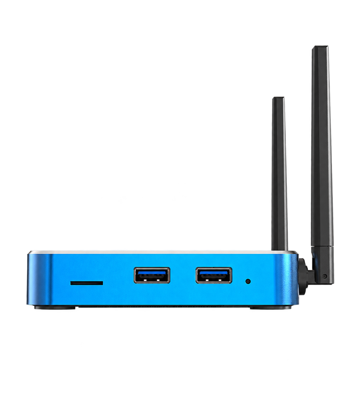 SuperBox S8 Plus rear connection ports and dual antennas, isolated on a transparent background.