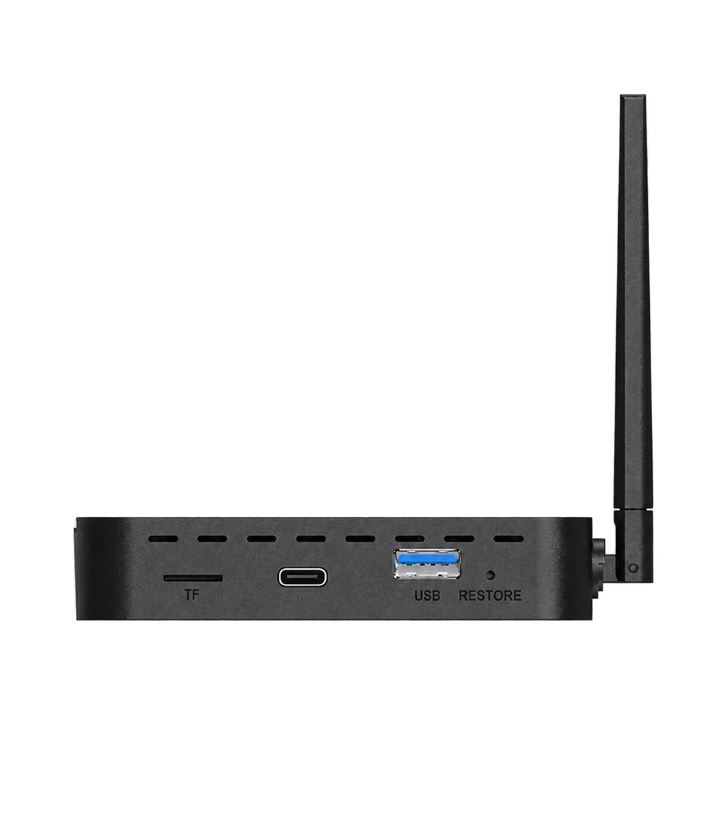 SuperBox S8 Pro rear connection ports and dual antennas, isolated on a transparent background.