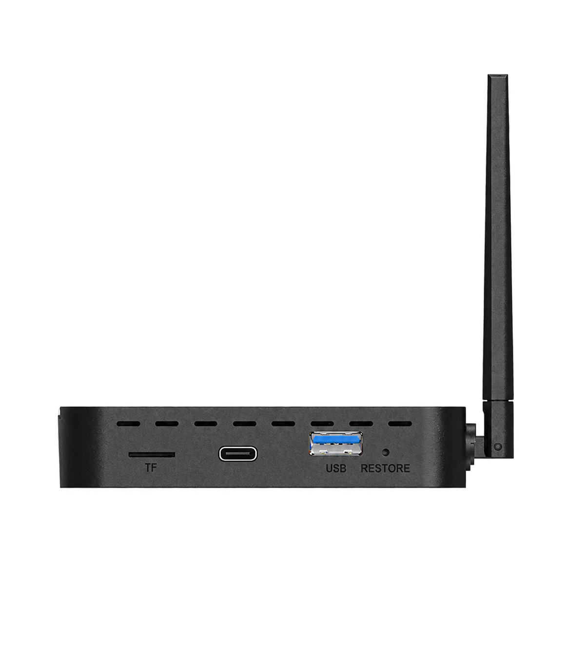 SuperBox S8 Pro rear connection ports and dual antennas, isolated on a transparent background.
