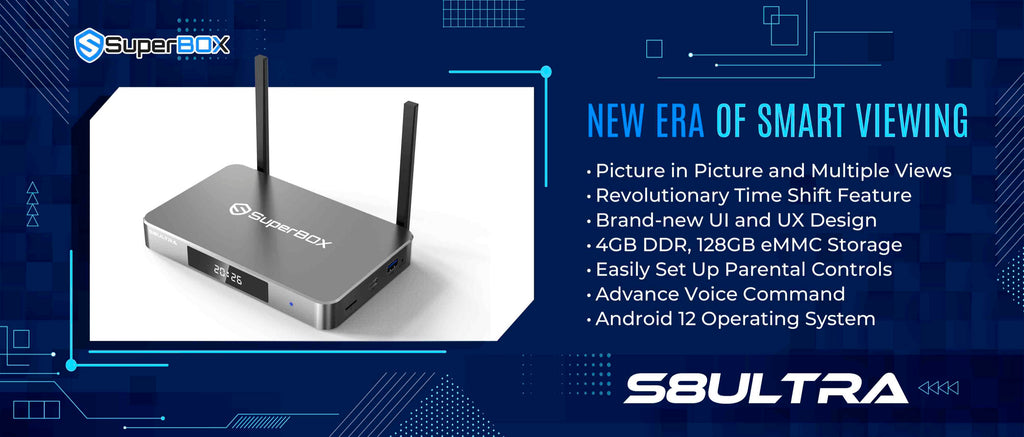 SuperBox S8 Ultra landscape product features overview.