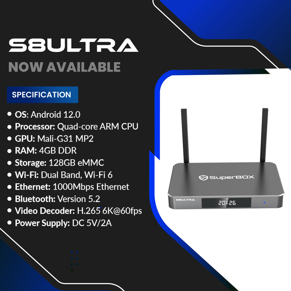 SuperBox S8 Ultra technical specification sheet.
